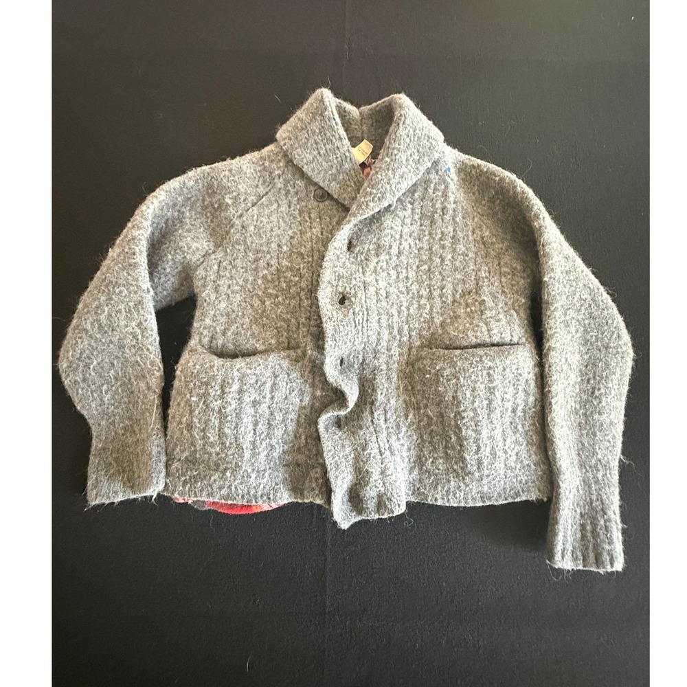 Duluth Trading Co Cardigan Womens XL Gray Excellent Wool Alpaca Flannel Lined